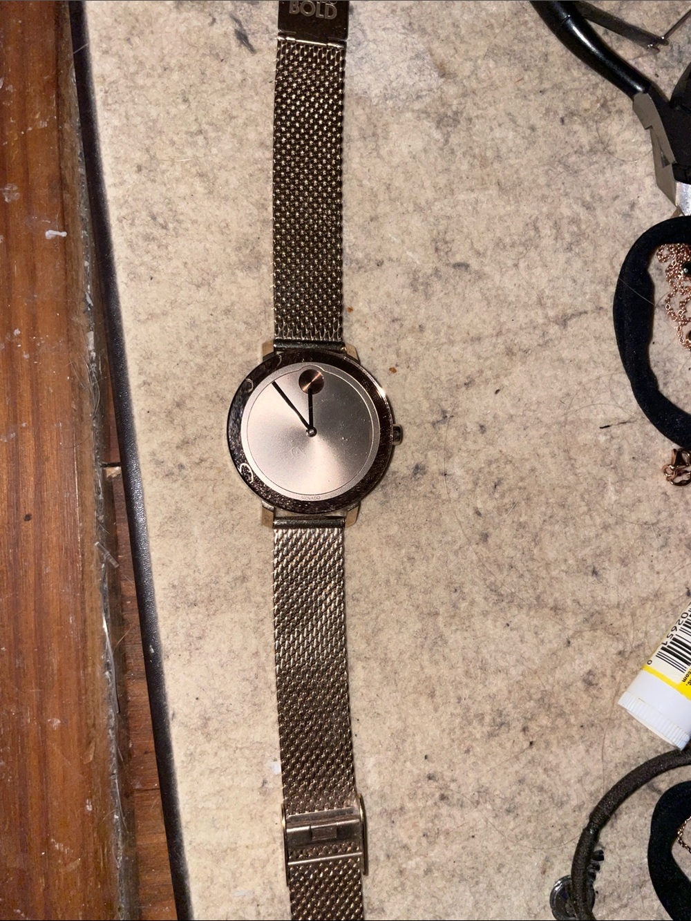 Movado Rose Gold Mesh Bracelet Watch with Minimal Dial